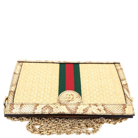 Gucci Ophidia Small Raffia Elaphe Chain Shoulder Bag Beige 503877 - Picture 5 of 13